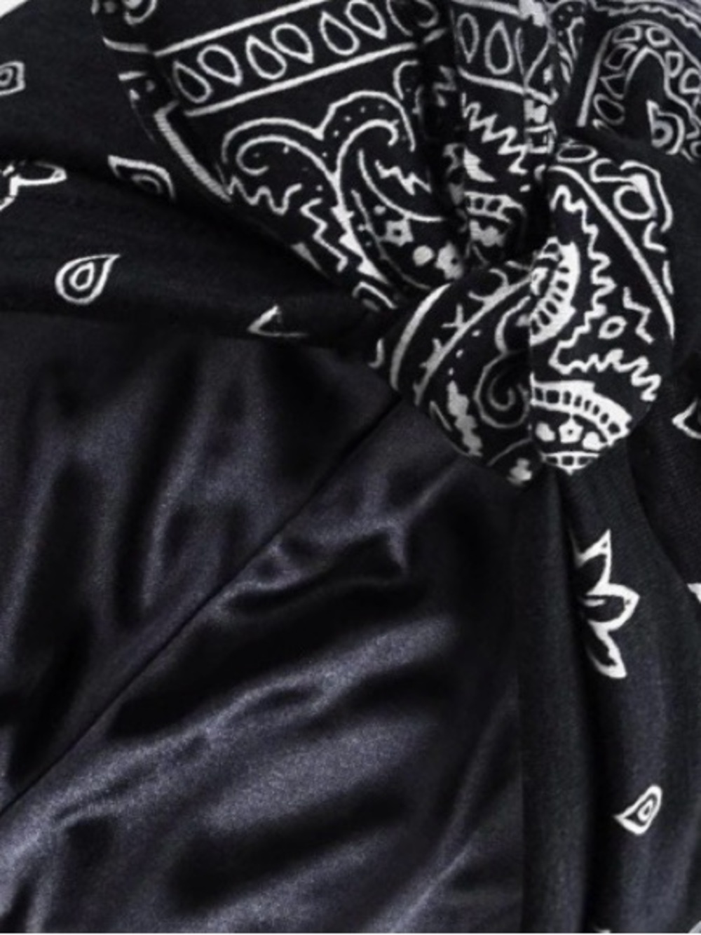 Black Bandana Print Satin turban/ cap/ bonnet